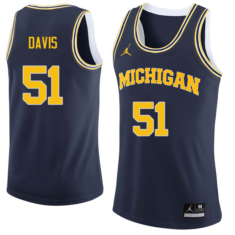 Men #51 Austin Davis Michigan Wolverines College Basketball Jerseys Sale-Navy